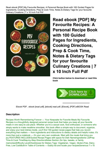 read ebook [pdf] my favourite recipes a personal recipe book with 100 guided pages for ingredients
