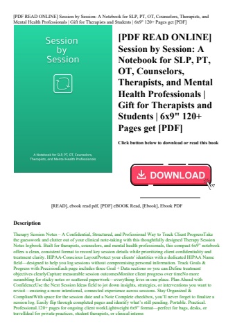 [pdf read online] session by session a notebook for slp  pt  ot  counselors  therapists  and mental