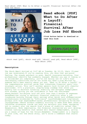 read ebook [pdf] what to do after a layoff financial survival after job loss pdf ebook