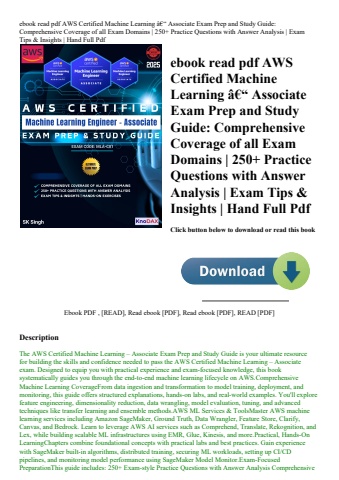 ebook read pdf aws certified machine learning ã¢â€â“ associate exam prep and study guide comprehensi