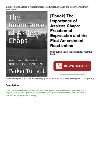 [ebook] the importance of assless chaps freedom of expression and the first amendment read online