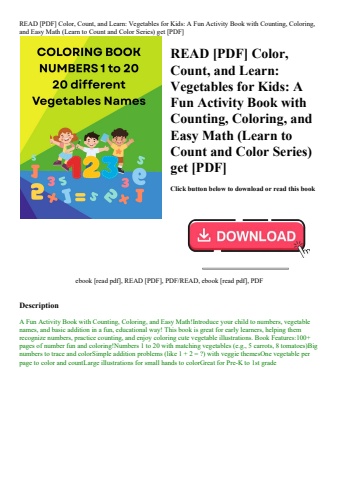 read [pdf] color  count  and learn vegetables for kids a fun activity book with counting  coloring