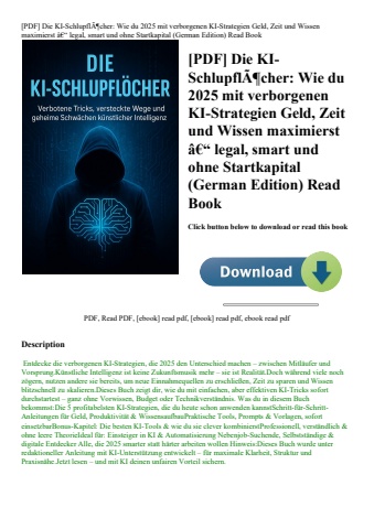[pdf] die ki-schlupflãƒâ¶cher wie du 2025 mit verborgenen ki-strategien geld  zeit und wissen maximi