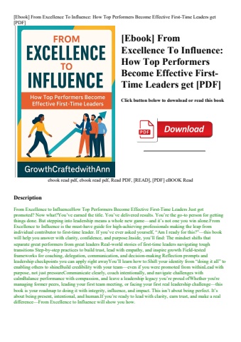 [ebook] from excellence to influence how top performers become effective first-time leaders get [pdf
