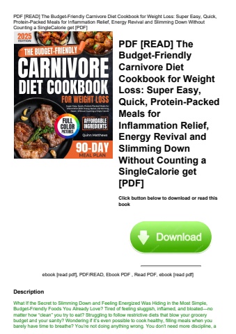 pdf [read] the budget-friendly carnivore diet cookbook for weight loss super easy  quick  protein-pa