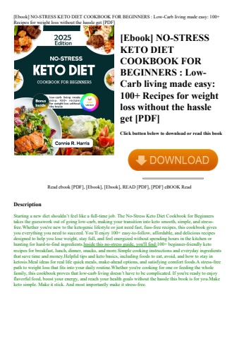 [ebook] no-stress keto diet cookbook for beginners  low-carb living made easy 100+ recipes for weigh