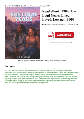 read ebook [pdf] the loud years lived  loved  lost get [pdf]