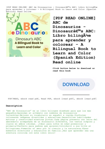 [pdf read online] abc de dinosaurios - dinosaurã¢â€â™s abc libro bilingãƒâ¼e para aprender y colorea