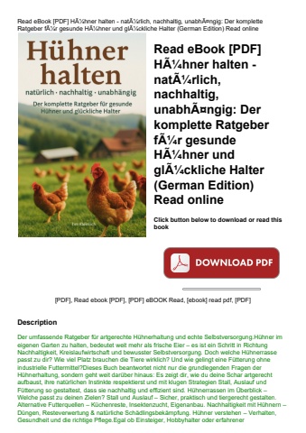 read ebook [pdf] hãƒâ¼hner halten - natãƒâ¼rlich  nachhaltig  unabhãƒâ¤ngig der komplette ratgeber f