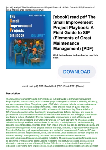 [ebook] read pdf the small improvement project playbook a field guide to sip (elements of great main