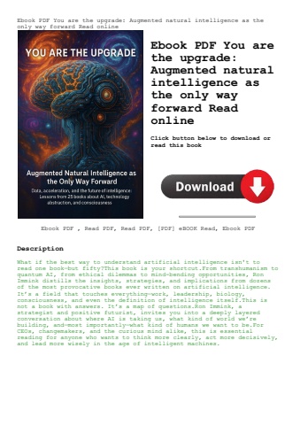 ebook pdf  you are the upgrade augmented natural intelligence as the only way forward read online