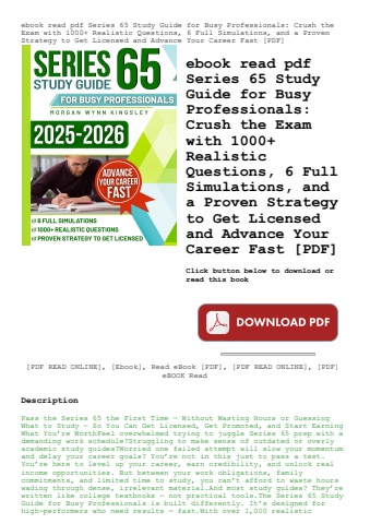 ebook read pdf series 65 study guide for busy professionals crush the exam with 1000+ realistic ques