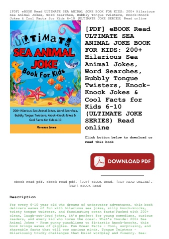 [pdf] ebook read ultimate sea animal joke book for kids 200+ hilarious sea animal jokes  word search