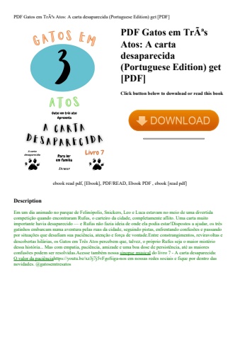 pdf gatos em trãƒâªs atos a carta desaparecida (portuguese edition) get [pdf]
