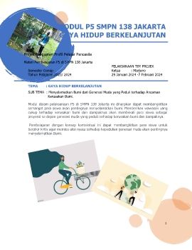 Buku P5 Joe Atmos Gaya Hidup Berkelanjutan SMPN 138