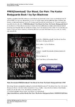 FREE[Download]* Our Blood, Our Pain: The Kozlov Bodyguards Book 1 by Syn Blackrose