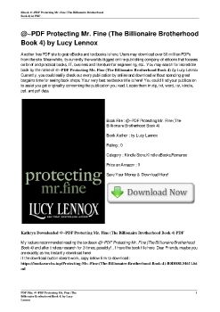 @~PDF Protecting Mr. Fine (The Billionaire Brotherhood Book 4) by Lucy Lennox