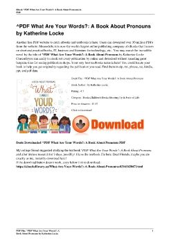 <FREE>^PDF What Are Your Words?: A Book About Pronouns by Katherine Locke