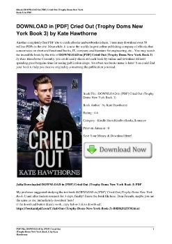 DOWNLOAD in [PDF] Cried Out (Trophy Doms New York Book 3) by Kate Hawthorne