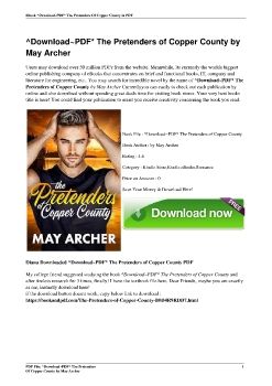 ^Download~PDF* The Pretenders of Copper County by May Archer