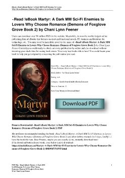 ~Read !eBook Martyr: A Dark MM Sci-Fi Enemies to Lovers Why Choose Romance (Demons of Foxglove Grove Book 2) by Chani Lynn Feener