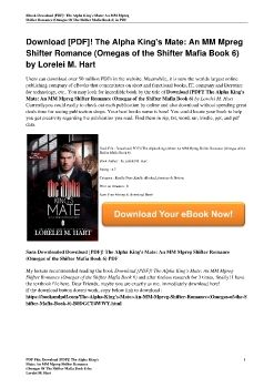 Download [PDF]! The Alpha King's Mate: An MM Mpreg Shifter Romance (Omegas of the Shifter Mafia Book 6) by Lorelei M. Hart