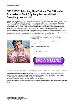 FREE (PDF)* Inheriting Miss Fortune: The Billionaire Brotherhood, Book 3 by Lucy Lennox,Michael Dean,Lucy Lennox LLC