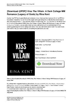 [Download @PDF]! Kiss The Villain: A Dark College MM Romance (Legacy of Gods) by Rina Kent