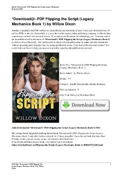 *Download@~PDF Flipping the Script (Legacy Mechanics Book 1) by Willow Dixon