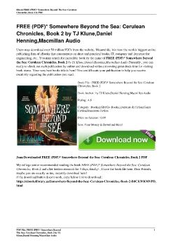 FREE (PDF)* Somewhere Beyond the Sea: Cerulean Chronicles, Book 2 by TJ Klune,Daniel Henning,Macmillan Audio