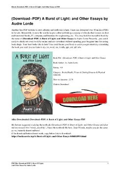 (Download~PDF) A Burst of Light: and Other Essays by Audre Lorde