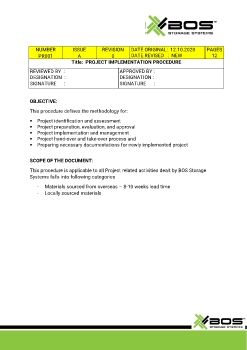 PR001 PROJECT IMPLEMENTATION PROCEDURE