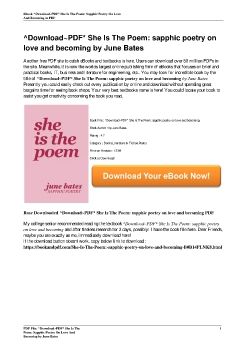 ^Download~PDF* She Is The Poem: sapphic poetry on love and becoming by June Bates