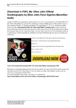 [Download in PDF]. Me: Elton John Official Autobiography by Elton John,Taron Egerton,Macmillan Audio