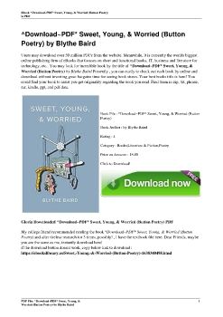 ^Download~PDF* Sweet, Young, & Worried (Button Poetry) by Blythe Baird