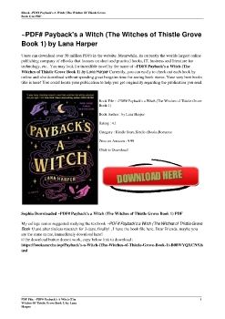 ~PDF# Payback's a Witch (The Witches of Thistle Grove Book 1) by Lana Harper