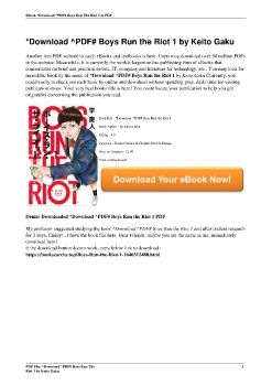 *Download ^PDF# Boys Run the Riot 1 by Keito Gaku