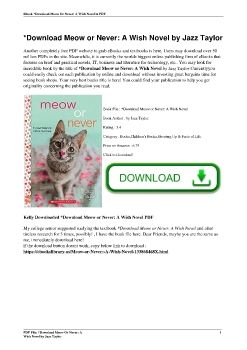 *Download<PDF> Meow or Never: A Wish Novel by Jazz Taylor