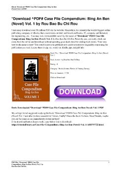 *Download ^PDF# Case File Compendium: Bing An Ben (Novel) Vol. 1 by Rou Bao Bu Chi Rou