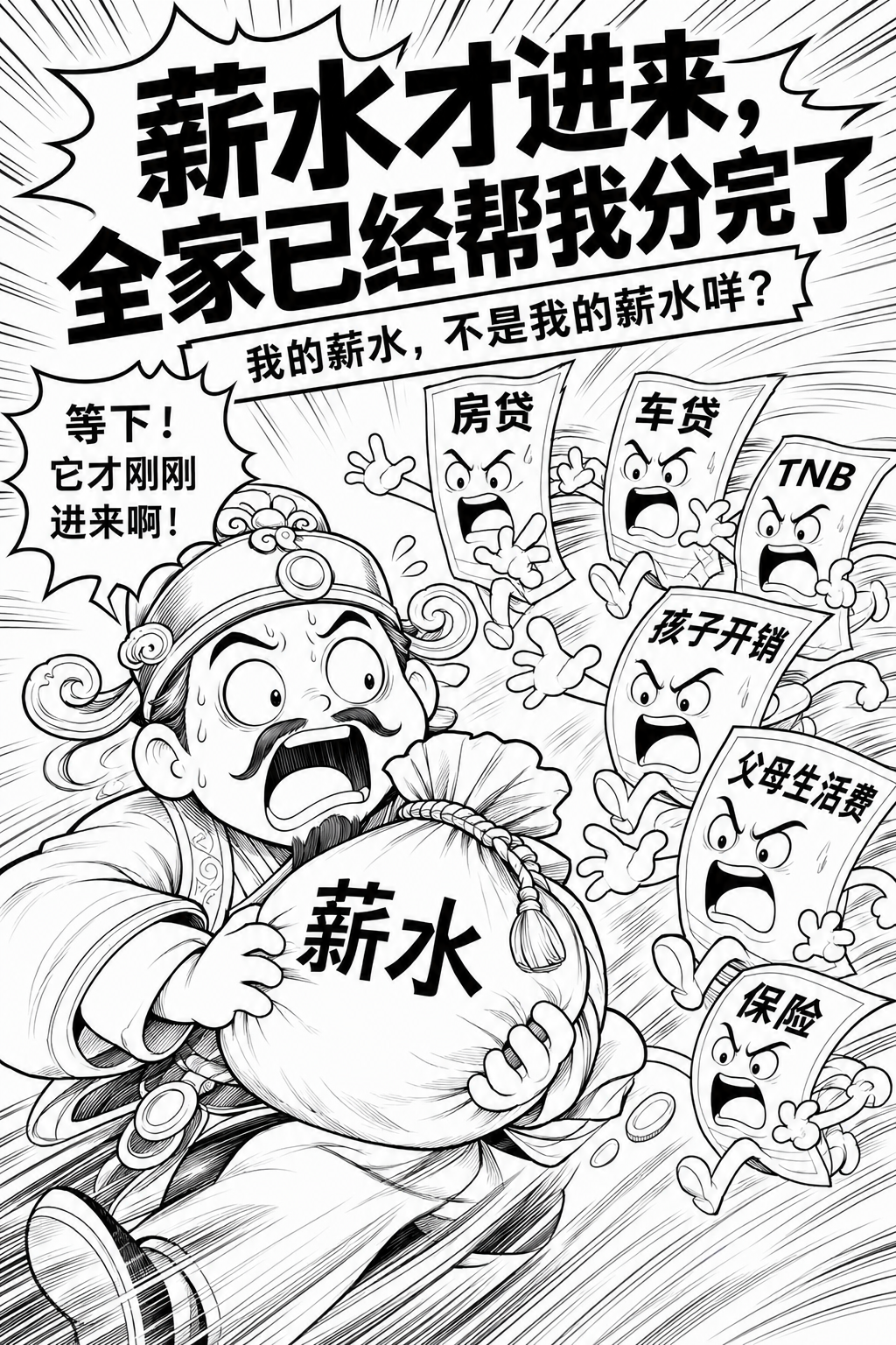 薪水才进来，全家已经帮我分完了