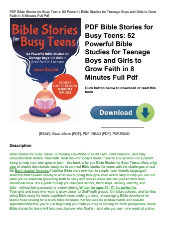 pdf bible stories for busy teens 52 powerful bible studies for teenage boys and girls to grow faith