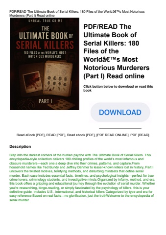 pdfread the ultimate book of serial killers 180 files of the worldã¢â€â™s most notorious murderers (