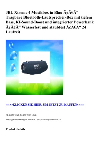 1224 jbl xtreme 4 musikbox in blau ã¢â€â“ tragbare bluetooth-lautsprecher-box mit tiefem bass  ki-sound-