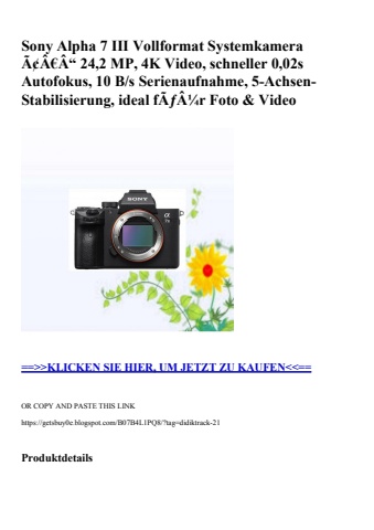 2610 sony alpha 7 iii vollformat systemkamera ã¢â€â“ 24 2 mp  4k video  schneller 0 02s autofokus  10 b