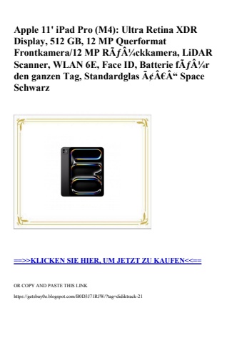 4011 apple 11' ipad pro  m4   ultra retina xdr display  512 gb  12 mp querformat frontkamera 12 mp rãƒâ¼
