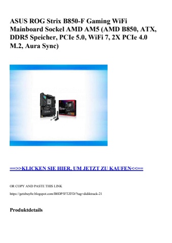 5568 asus rog strix b850-f gaming wifi mainboard sockel amd am5  amd b850  atx  ddr5 speicher  pcie 5