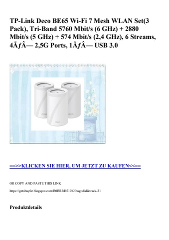 4434 tp-link deco be65 wi-fi 7 mesh wlan set 3 pack   tri-band 5760 mbit s  6 ghz    2880 mbit s  5 ghz