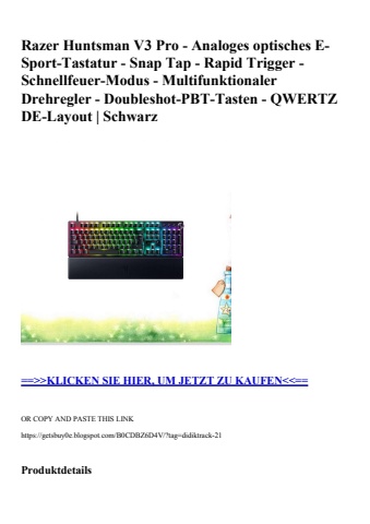 1122 razer huntsman v3 pro - analoges optisches e-sport-tastatur - snap tap - rapid trigger - schnellfeu