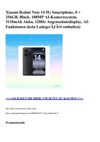 0696 xiaomi redmi note 14 5g smartphone  8   256gb  black  108mp ai-kamerasystem  5110mah akku  120hz au
