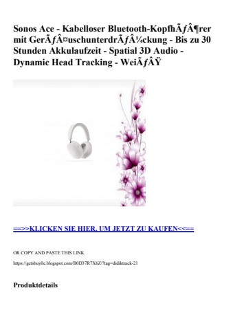 3383 sonos ace - kabelloser bluetooth-kopfhãƒâ¶rer mit gerãƒâ¤uschunterdrãƒâ¼ckung - bis zu 30 stunden a
